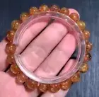 Natural colorful copper Hair Rutilated Quartz Crystal Round Beads Bracelet