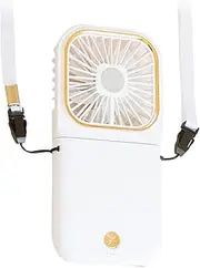 zolyet Necklace Fan able Fans with 3000mAh Battery Foldable Lazy Fan 3 USB Fan with Phone Holder for Traveling White
