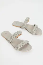 Silver Braid Flat Slides - Size 7, Women's Trial Accs