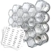 Gneiss Spice Magnetic Glass Spice Jars | Create a Vertical Spice Rack on Your Fridge | Includes 200 Spice Labels to Personalize to Your Pantry (24 Small Jars)