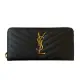 【YSL】SAINT LAURENT Monogram 魚子醬 牛皮 金logo 拉鍊式 皮夾 長夾 黑色