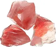 uxcell Fire Glass for Fire Pit, 5-8cm(2"-3.1") High Luster Reflective Glass Rocks for Natural or Propane Fireplace, Safe for Outdoors and Indoors Fire Pit Glass, Pink, 400g/14oz