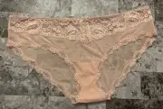 NWT VICTORIA'S SECRET DREAM ANGELS L BEIGE FLORAL LACE MESH RARE BIKINI PANTIES