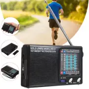 Mini Portable Full Band Stereo AM/FM/MW/SW/LW Radio Receiver Speaker Alarm Clock