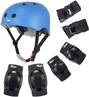 JBM Adult Skateboarding Protective Gear, Adult Helmet and Pads Youth Skateboard Helmet and Pads Adult Knee Pads Elbow Pads Protection for Skateboarding, Inline Skates, Roller Skates and Scooter