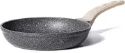Carote 24CM Frying Pan PFOA Free Stone-Derived Non-Stick Coating from Switzerland, Bakelite Handle with Wood Effect (Soft Touch), Suitable for All Stove Including Induction
