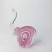 Clear and Pink Crystal Elephant Figurine Paperweight - New - Excellent Condition