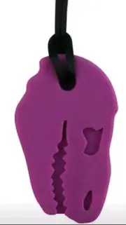 Brand New Sensory Teether Chew Necklace Chewellery Dinosaur Head Purple