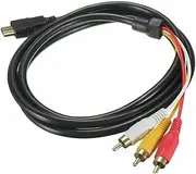 TAVICE RCA to HDMI Cable Adapter - 3 RCA Female to HDMI Male Video Audio Component Converter Cable, 1080P, 5ft/1.5m, Compatible with HDTV, Color: Black