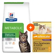 Hill's Prescription Diet Metabolic Weight Management Dry Cat Food & Advocate >4kg Bundle Bundle