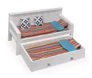 Sofa Daybed with Trundle for 18-Inch Dolls Featuring Complete Bedding Set,