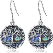 Sterling Silver Tree of Life Earrings for Women Cute Animal Earrings Natural Aba