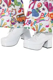 Disco White 1970s Mens Platform Shoes