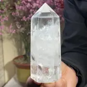 385g Natural White Quartz Crystal Energy Tower Point Healing Obelisk
