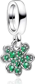 [NUNUYAYA] Charms Beads 925 Sterling Silver Flower safety chains Mom Heart Graduation Dangle Pendant with 5A Cubic fits for Charms Bracelets for Woman Mother's Day Christmas Birthday Gift