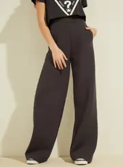 GUESS Women's Eco Dark Grey Allie Active Scuba Wide-Leg Pants in Blue Size: XS, Spandex