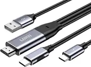 HDMI to Type-C Cable, 4K@60Hz, HDMI to USB C 8.2ft, USB-C Powered, HDMI to USB Type-C, for Xreal Nreal Air, Mobile Monitors, XREAL Beam, Touch Functionality,Switch, Steam Deck,PS5,Studio Display