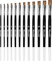 Himmlfel Flat Paint Brush Set, 12 pcs Flat Paint Brushes for Painting Straight Edges, Rectangles and More, for Acrylic, Watercolour, Oil and Gouache Painting, Brushes for Artists and Beginners