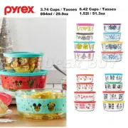 Pyrex 8pcs Glass lock Containers Food Storage lid Hello Kitty Star Wars Mickey