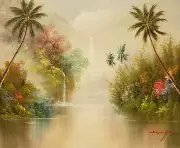 Tropical Landscape, Item#- 5, 20x24,100% Hand Painted Oil Painting on Canvas