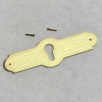 Art-Deco Lock Escutcheon "Skeleton Key" Style Keyhole Solid Brass Satin Finish