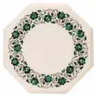 18" marble side Table Top malachite floral marquetry inlay handicraft decor