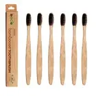 Bamboo Toothbrush with Charcoal Activated Ultra-Soft Bristles Pack of 6