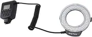 LED Macro Flash Light, LCD Display, 48 LEDs, 4 Modes, 7 Levels Brightness, 9 Adapter Rings, Blue and Orange Diffusers, for DSLR Cameras