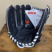 Wilson A500 Softball Baseball Glove 12" Genuine Leather LHT Black White *New*