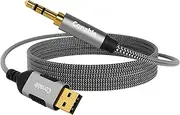 USB to 3.5mm Audio Cable 20 FT, USB A to 1/8’’ TRS Aux Jack Adapter, OFC, Nylon Braided, Gold-Plated Connector, for PC, Laptop, Speaker, PS5/4 Windows, Headphones, Not for Charging, MP3, PS3, Car, TV