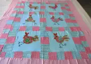 Machine sewing handmade cotton patchwork applique size 50" x 60"quilt top