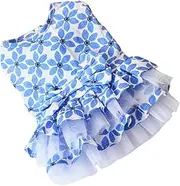 BESPORTBLE Maple Leaf Lace Dog Skirt Fashion Pet Tutu Dress Adorable Pet Costume Puppy Summer Bow Lace Dress (Blue Size L)