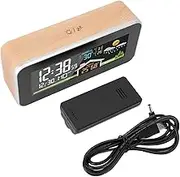 Temperature and Humidity Monitor, Temperature and Humidity Sensor, Temperature Humidity Sensor, Beech Wood and ABS Material, Multifunctional, 4 Levels of Brightness Adjustable