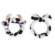 Black&White Spotted Pattern Headbands Soft Flannel Makeup Washing Face Hair Band