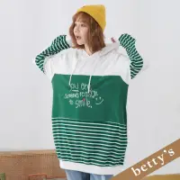 在飛比找momo購物網優惠-【betty’s 貝蒂思】撞色拼接長版連帽T-shirt(綠