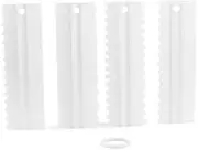 AIMALL 4Pcs Cake Decorating Icing Smoother Edge Frosting Scraper Comb Pastry Spatulas, 9 x 3 Inches, Available in Pink, Blue, White, Yellow