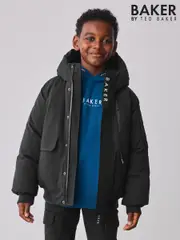 Baker by Ted Baker Shower Resistant Padded Bomber Black Coat (AV7602) | $134 - $150