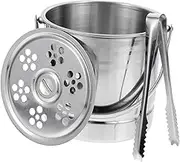 1pc Stainless Steel Ice Bucket with Ice Clip for Bars Ktv Parties Home Use Storage for Chilling Drinks Wine Bottles Snacks Silver