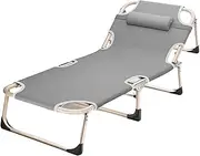 Oxford Fabric Foldable Camping Bed with Thickened Steel Pipe Height Adjustable Travel Camp Cots Breathable Folding Bed