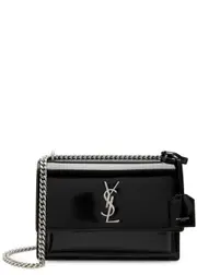 Saint Laurent Sunset Medium Patent Leather Shoulder bag - Black ONE SIZE