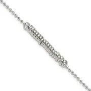 Sterling Silver 9Inch Polished Fancy Love Ring Anklet
