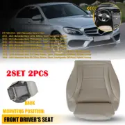 2X For 2015-21 Mercedes Benz C Class Light Tan Driver Bottom Leather Seat Cover