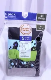 Wonder Nation Boys Boxer Briefs 5 Pack Size XL (14/16) Fun Gamer Print Brand New