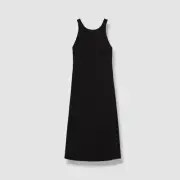 $376 Theory Women's Black Cross-Back Sleeveless Midi Dress Size 4
