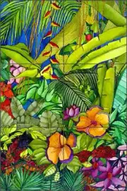 Tropical Tile Mural Daniels Floral Art Ceramic Backsplash RD005