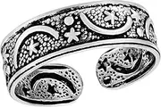 [AeraVida] Galactic Sun Moon Stars .925 Sterling Silver Toe or Pinky Ring | Moon and Star Sterling Silver Toe Ring | Adjustable Toe Ring for Women | Sterling Silver Toe Ring, Metal, not known