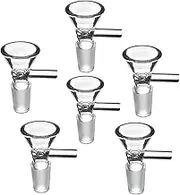 3/6 Pcs Glass Funnels 14mm with Handle Multipurpose Lab-Grade Clear Glass Funnel kit, Mini Bowl Piece with Handle for Home & Kitchen Experiments Heat-Resistant and Leak-Proo (6pcs*14mm)