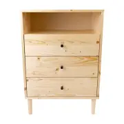 Divano Jamie Tallboy 3 Chest Of Drawers Solid Pine Wood Bed Storage Cabinet - Na