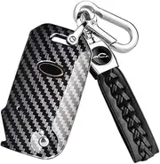ontto Car Key fob Cover Case for Kia Ceed Sorento Cerato Sportage R Stinger Forte Seltos Telluride 2019 2020 3/4 Buttons Keyring Accessories Flip Remote Key Shell Key Holder Keychain Carbon Black