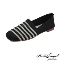 在飛比找momo購物網優惠-【BalletAngel】樂福鞋 日系輕著感飛織平底鞋(條紋